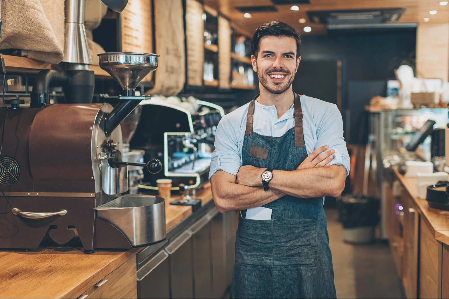 Barista serving coffee